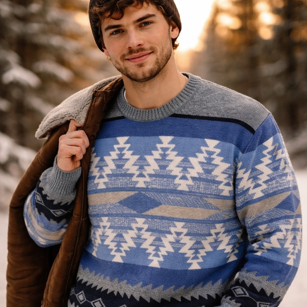 American Rag Aztec Southwestern Sweater Mens XL Snow Ski Thick Warm Colorful